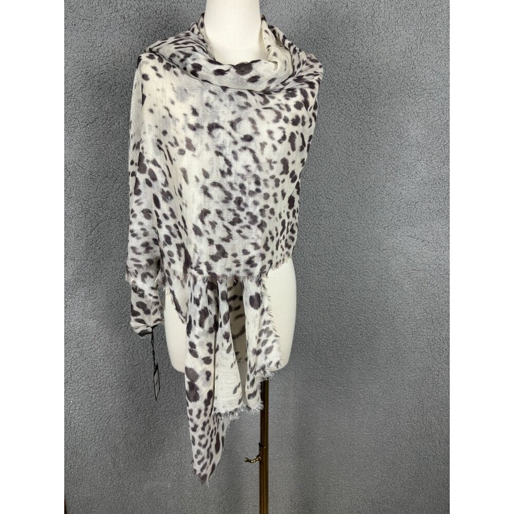Women's Leopard Print Scarf By Echo New York Wool Modal Blend OS New With Tag's - Picture 2 of 6